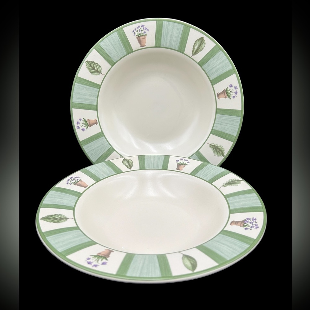 Two Pfaltzgraff Perennials Flower Garden Stoneware Dinner Plates 10" Rare b23